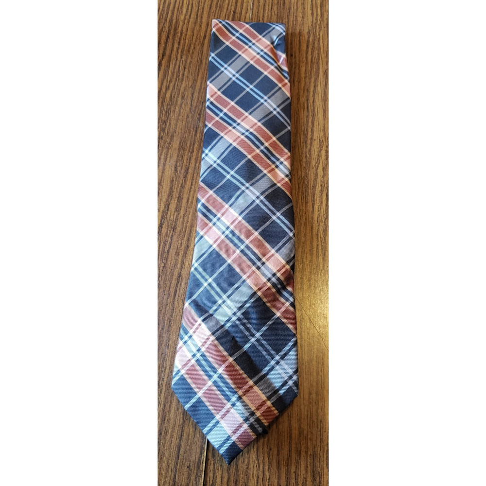 Black and Orange Plaid Perry Ellis Portfolio Men's Classic Necktie Tie